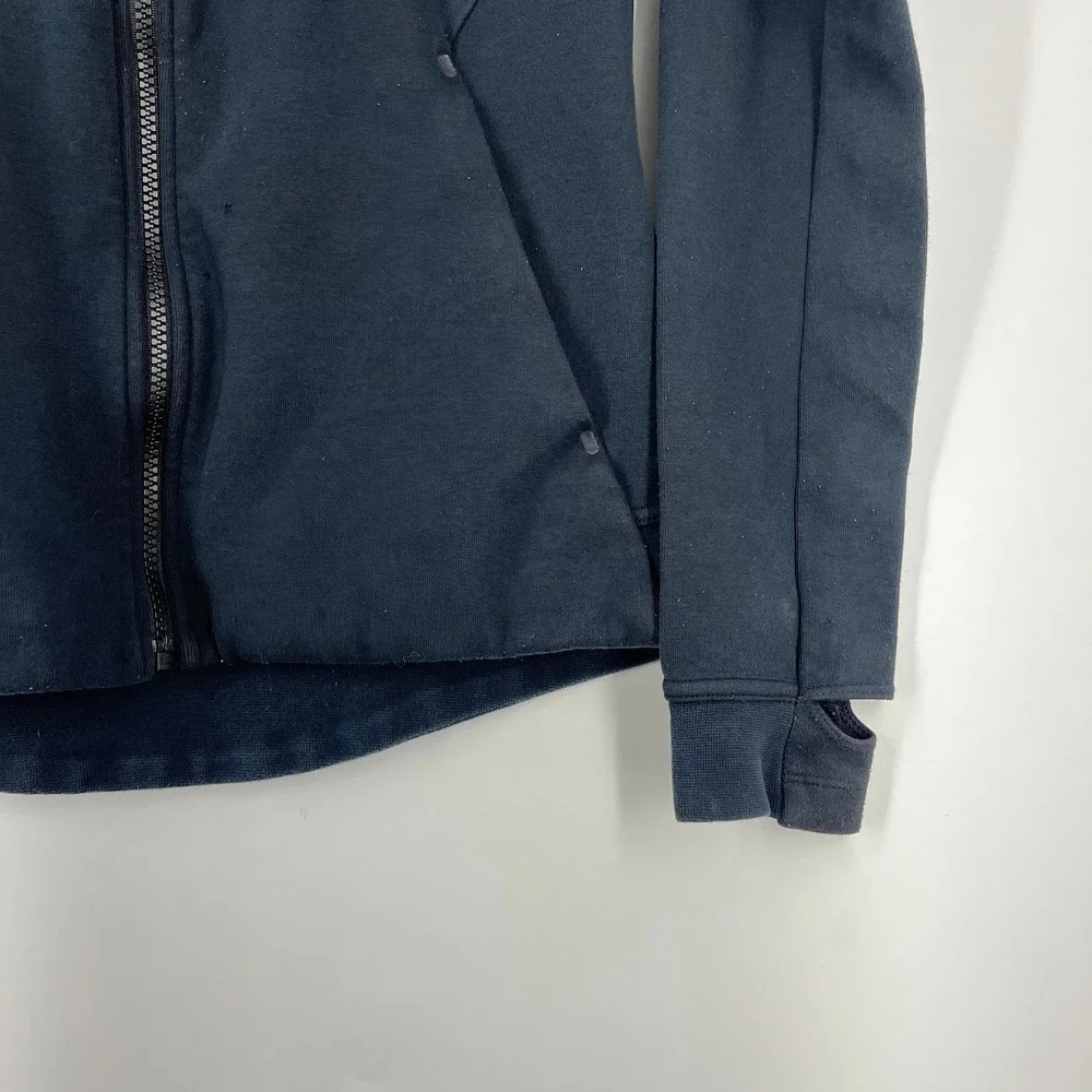 Nike Tech Fleece Full Zip Hoodie Black Women Sporty Scuba Hood Jacket Thumbholes